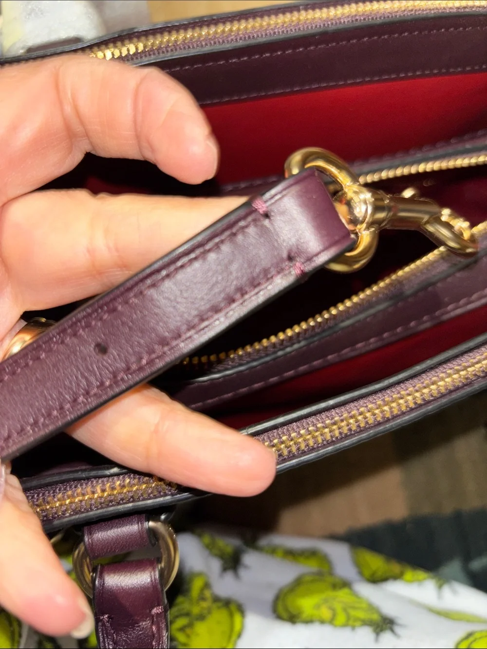 Coach Pebbled Leather Satchel in Wine